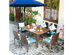 Costway 7 Piece Patio Rattan Dining Chair Table Set W/ Cushion Umbrella Hole Red\\Navy - Turquoise