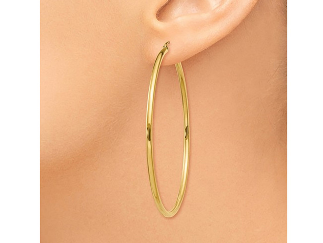 Large Hoop Earrings in 14K Yellow Gold 2 Inch (2.00 mm)