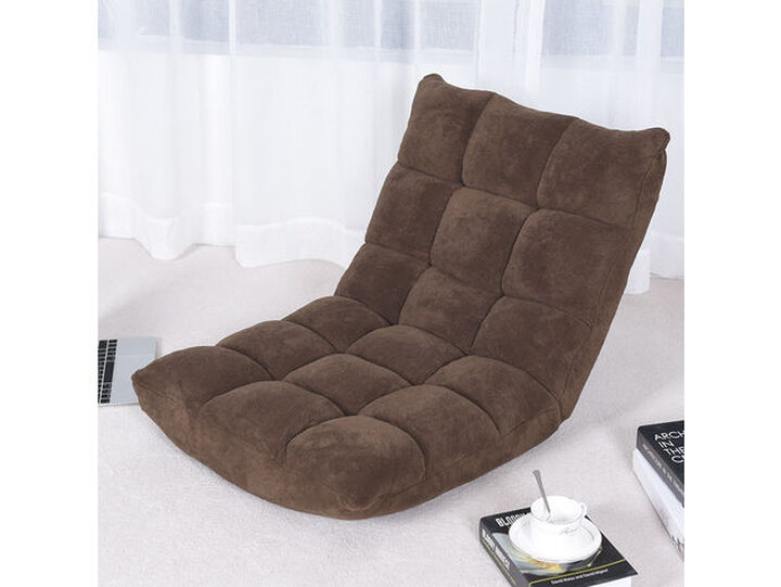 14-Position Adjustable Cushioned Floor Chair Coffee