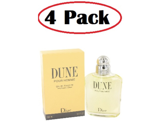 4 Pack of DUNE by Christian Dior Eau De Toilette Spray 3.4 oz