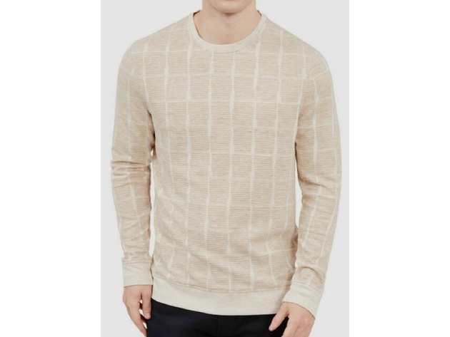 Alfani Men's Jacquard Grid Sweatshirt Vanilla Size Medium