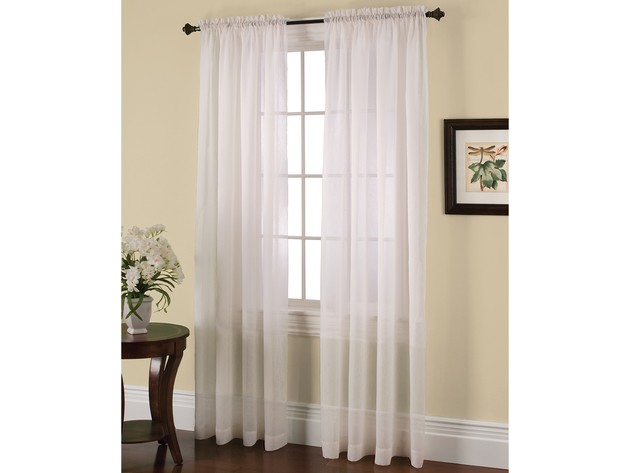Miller Curtains Solunar Crushed Voile 54 Inches x 63 Inches Insulating Sheer Single Curtain Panel, Ivory