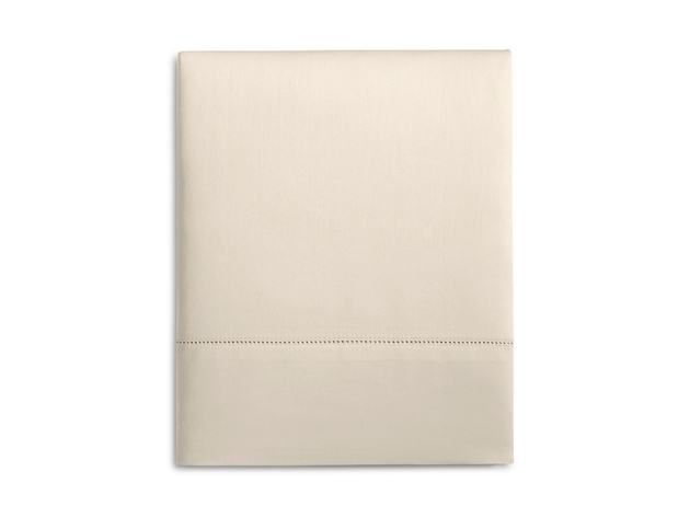 Hudson Park Collection 100% Cotton 600 Thread Count Sateen Solid King Flat Sheet, Beige