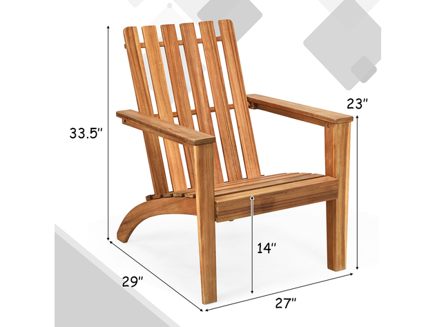 Costway Patio Acacia Wood Adirondack Chair Lounge Armchair Durable Outdoor Garden Yard