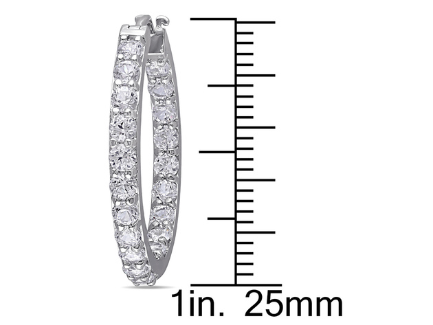 3.60 Carat (ctw) Lab-Created White Sapphire Hoop Earrings in Sterling Silver