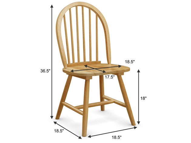 Set of 2 Vintage Windsor Dining Side Chair Wood Spindleback Kitchen Room Natural - natural