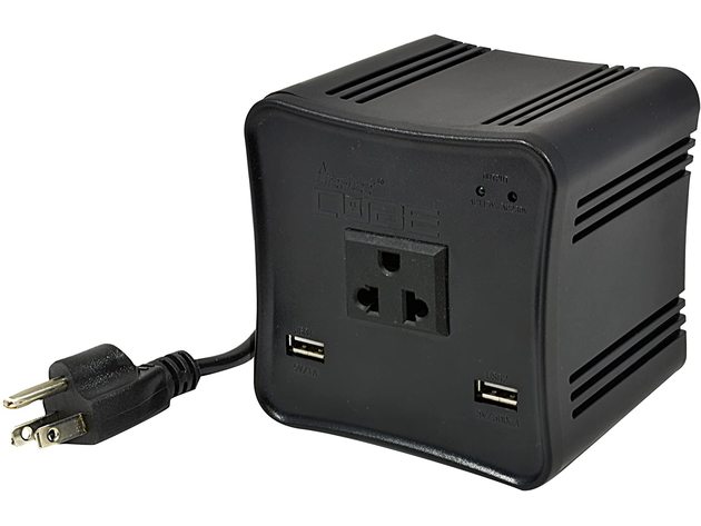 LiteFuze cube 500 watt 110V - 220V Automatic Compact Voltage Transformer with Dual USB Input for iPhone, iPod, & Cellphone Chargers