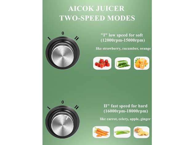 AICOK Juice Extractor Easy to Clean, 800W Ultra Power Stainless Steel Centrifugal Juicer Machine with 3''Wide Mouth for Whole Fruits & Vegetables, 2 Speed Control, Anti-drip, BPA Free