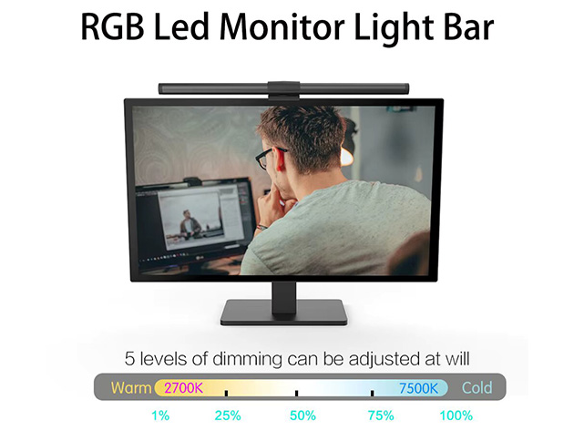 USB-Powered LED Monitor Lamp with Knob Remote Control