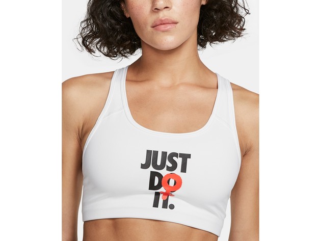 Nike Women's Rebel Swoosh Medium Support Sports Bra White Size Medium