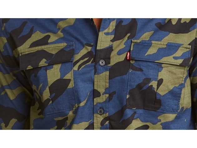 Levi's Men's Newski Camouflage Shirt Green Size XX Large