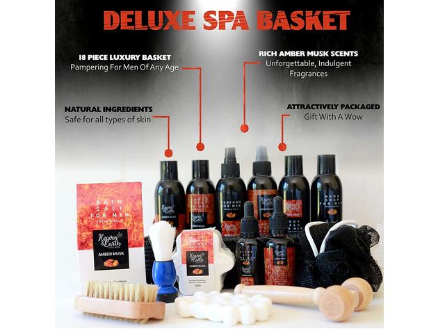 Men's Amber Musk Grooming Kit Luxury Bath and Body Gifts Spa Basket