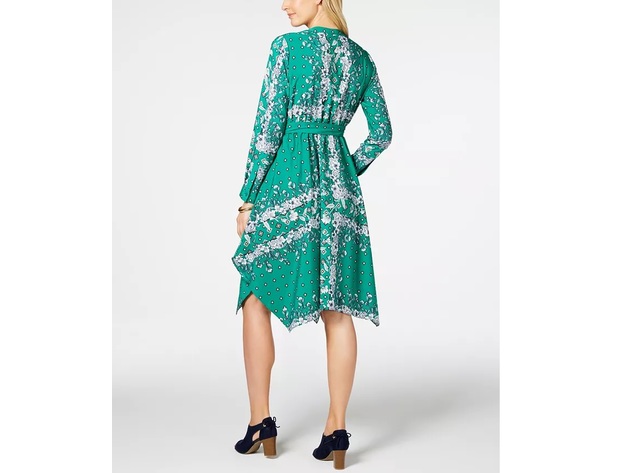 Charter Club Women's Long-Sleeve Handkerchief Dress  Green Size Large