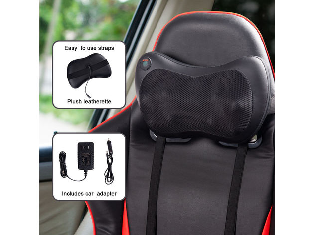 Costway Shiatsu Shoulder Neck Back Massage Pillow W/Heat Deep Kneading Massager Car Seat - Black