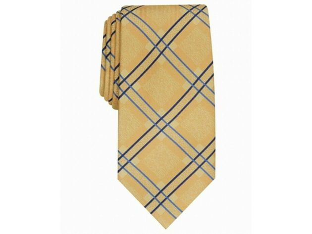 Perry Ellis Men's Denner Classic Plaid Tie Yellow One Size