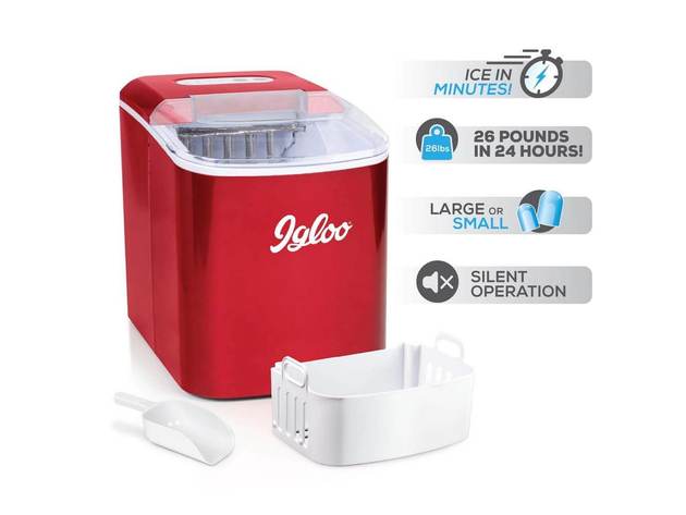 IGLOO ICEB26RR 26-Pound Portable Ice Maker - Red