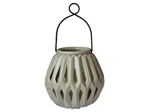 Diamante Graphite Ceramic Indoor/Outdoor Flameless Lantern
