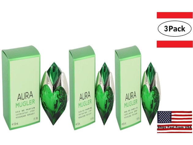 3 Pack Mugler Aura by Thierry Mugler Eau De Parfum Spray Refillable 1 oz for Women