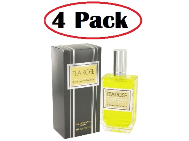 4 Pack of TEA ROSE by Perfumers Workshop Eau De Toilette Spray 4 oz