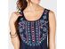 Style & Co Women's Petite Cotton Embroidered Ruffle-Hem Dress Navy Size Small