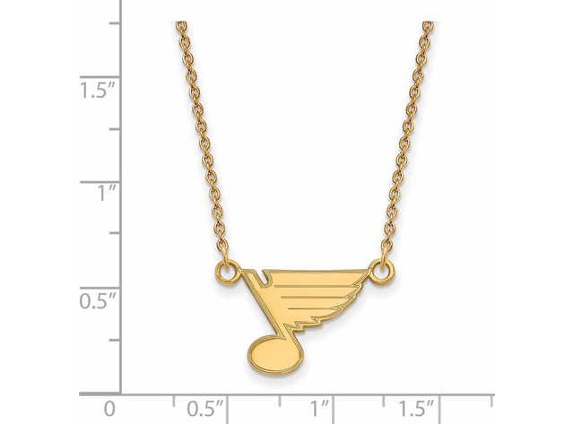 SS 14k Yellow Gold Plated NHL St. Louis Blues Small Necklace, 18 Inch