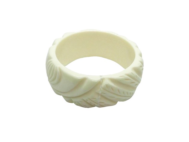 INC International Concepts Carved White Bangle Bracelet