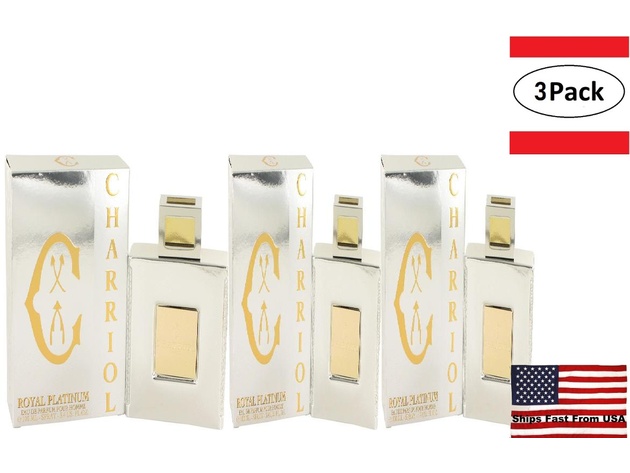 3 Pack Charriol Royal Platinum by Charriol Eau De Parfum Spray 3.4 oz for Men