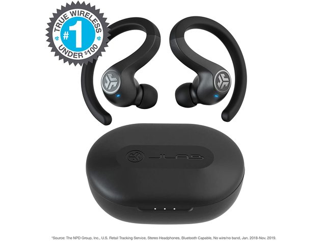 JLab JBuds Air Sport True Wireless In-Ear Headphones Black - Certified Refurbished Brown Box