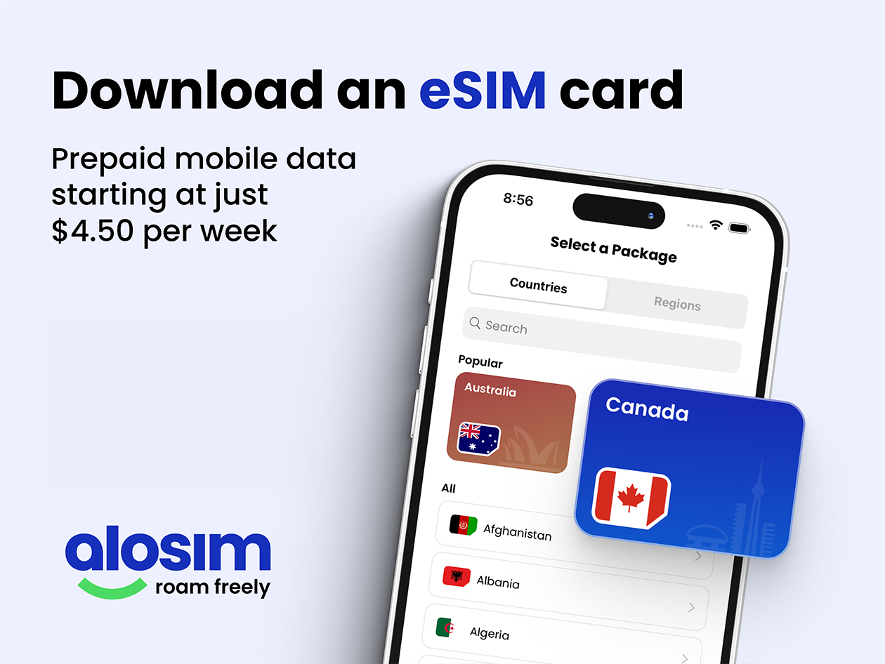 aloSIM Traveler's Mobile Data Plan: $100 Credit