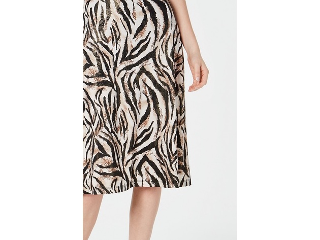Kasper Women's Petite Animal-Print A-Line Skirt Brown Size X-Large