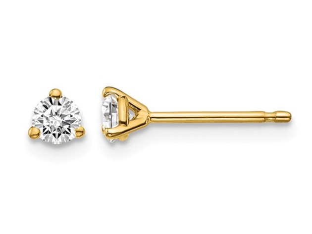 1/4 Carat (ctw VS2-Si1, D-E-F) Lab Grown Diamond Solitaire Stud Earrings in 14K Yellow Gold