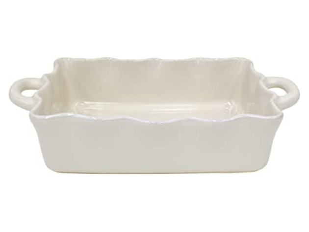 Casafina Stoneware Ceramic Dish Cook & Host Collection,Medium Rect. 13.5",Cream (New, Damaged Retail Box)