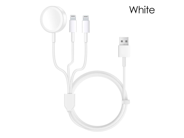 3-in-1 Apple Watch AirPods & iPhone Lightning Charging Cable (White)