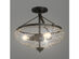 Costway 3-Light Semi Flush Mount Ceiling Light Industrial Seeded Glass Pendant Lamp - Black