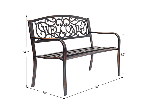Costway Garden Bench Outdoor Furniture Porch Path Loveseat Chair - Bronze