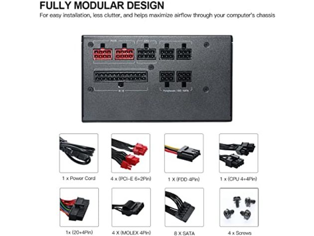 Unknown PowerSpec 650 Watt 80 Plus Gold Fully Modular ATX Power Supply (New)