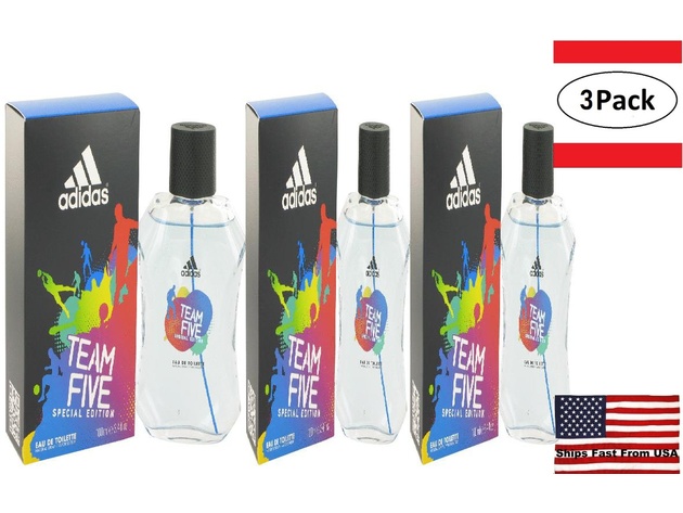 3 Pack Adidas Team Five by Adidas Eau De Toilette Spray 3.4 oz for Men