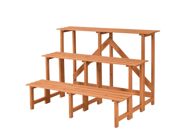 Costway 3 Tier Wide Wood Plant Stand Flower Pot Holder Display Rack ...