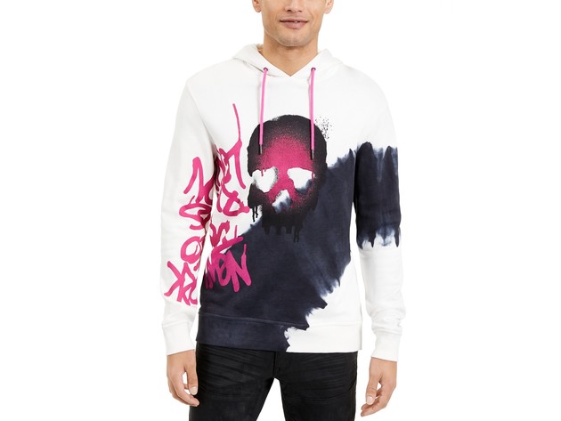 INC International Concepts Men's Graffiti Skull Hoodie Black Size Extra Large