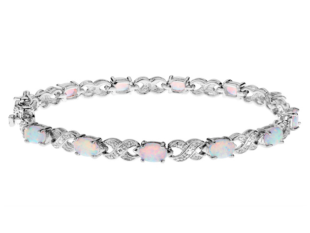 2.50 Carat (ctw) Lab-Created Opal Bracelet in Sterling Silver
