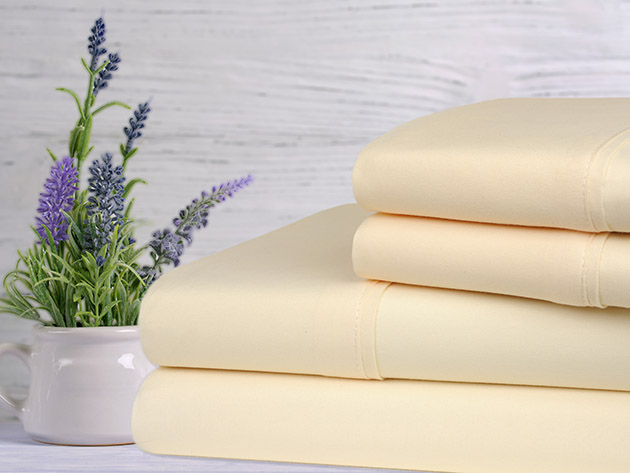 Bamboo 4-Piece Lavender Scented Sheet Set (Ivory/Queen)