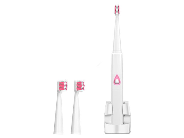 Ultrasonic Electro Toothbrush with 2 Extra Brush Heads (Pink)