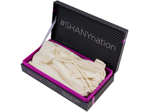 SHANY Gold Getter Cosmetics Brush Set – Premium Travel Makeup Brush Kit with Chrome Finish - Includes Portable Canvas Brush Holder Tote and Bonus Kabuki Brush - 7 PCS
