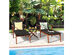 Costway 3 Piece Patio Rattan Lounge Chair Chaise Set Wooden Frame Folding Table - Mix Brown