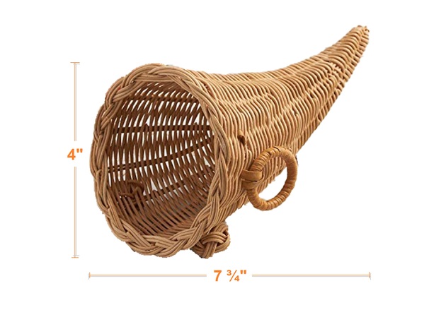 Homvare Wicker Cornucopia, Small Branch Standard Twiggy Vine ornament, decor for home parties, lunch & dinner, Thanksgiving, Fall, autumn & Christmas - Indoor and Outdoor - 7 3/4"