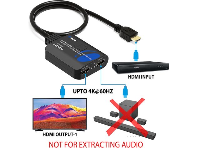 OREI 4K ARC 4x1 HDMI Switcher - Supports 4K @ 60Hz - (4 input, 1 Output) Connect Sound bar With ARC, 4 in 1 Out HDMI Switcher