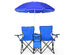 Costway Portable Folding Picnic Double Chair W/Umbrella Table Cooler Beach Camping Chair - Blue