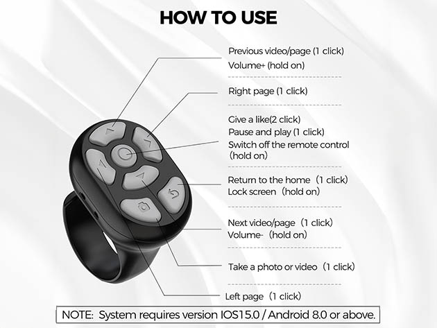 Remote App & Phone Control Ring with Charging Case