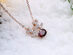 Reindeer Pendant Necklace Ft. Red & Clear Swarovski Crystals (Rose Gold)
