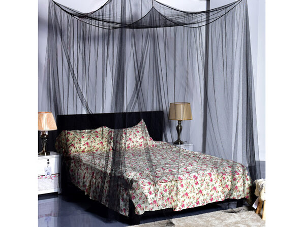 Famus 4 Corner Post Bed Canopy Mosquito Net Full Queen King Size Bedding Black